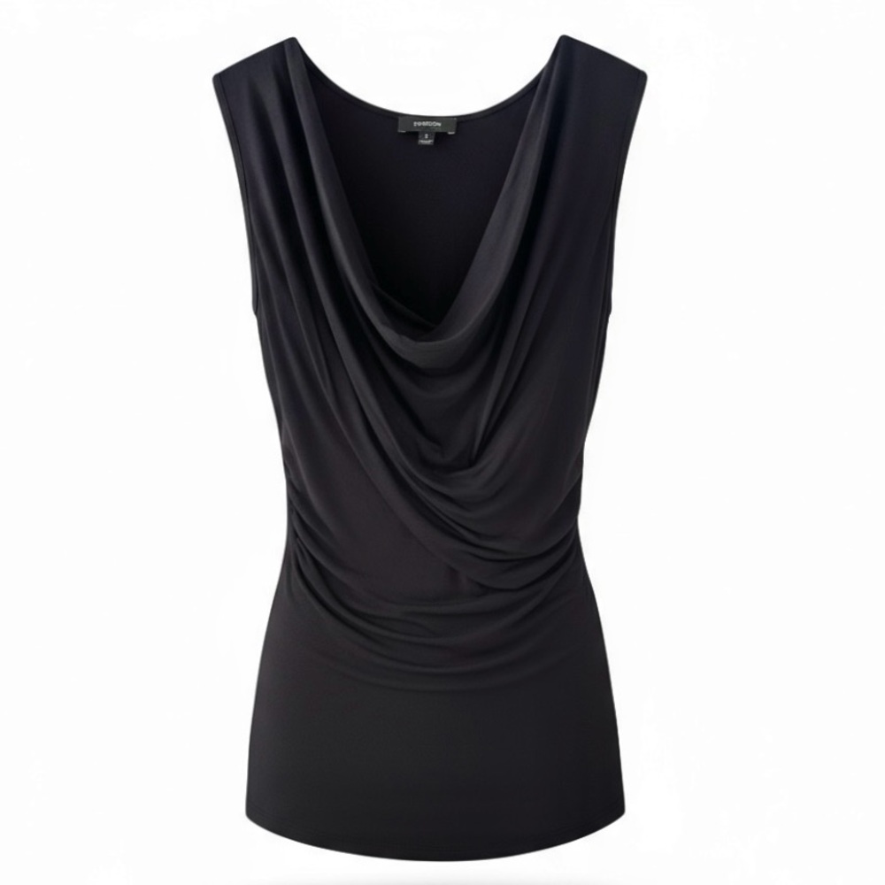 NEW Express Black Sleeveless Draped Neck Top Size Small